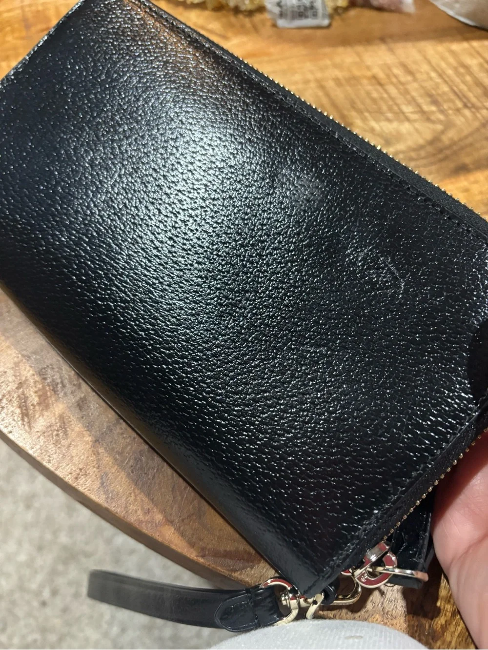 kate spade Black Leather Pebble Wristlet